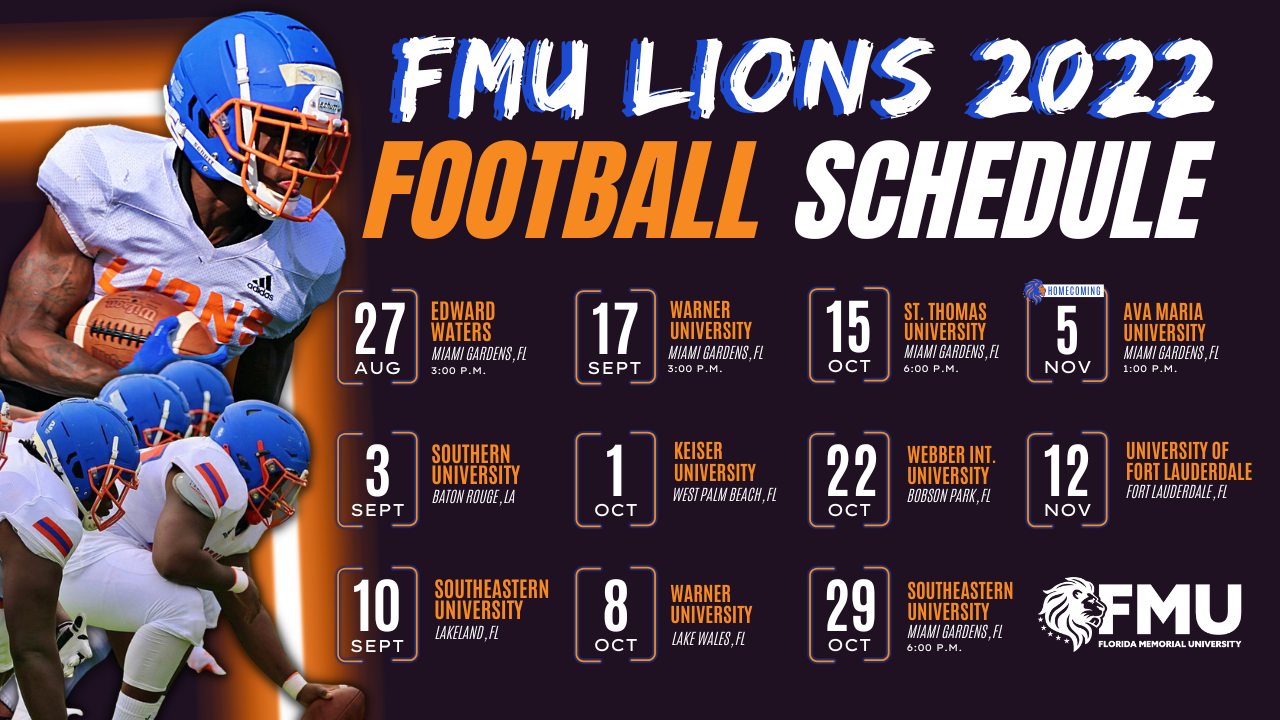 FMU Lions 2022 Football Schedule Florida Memorial University
