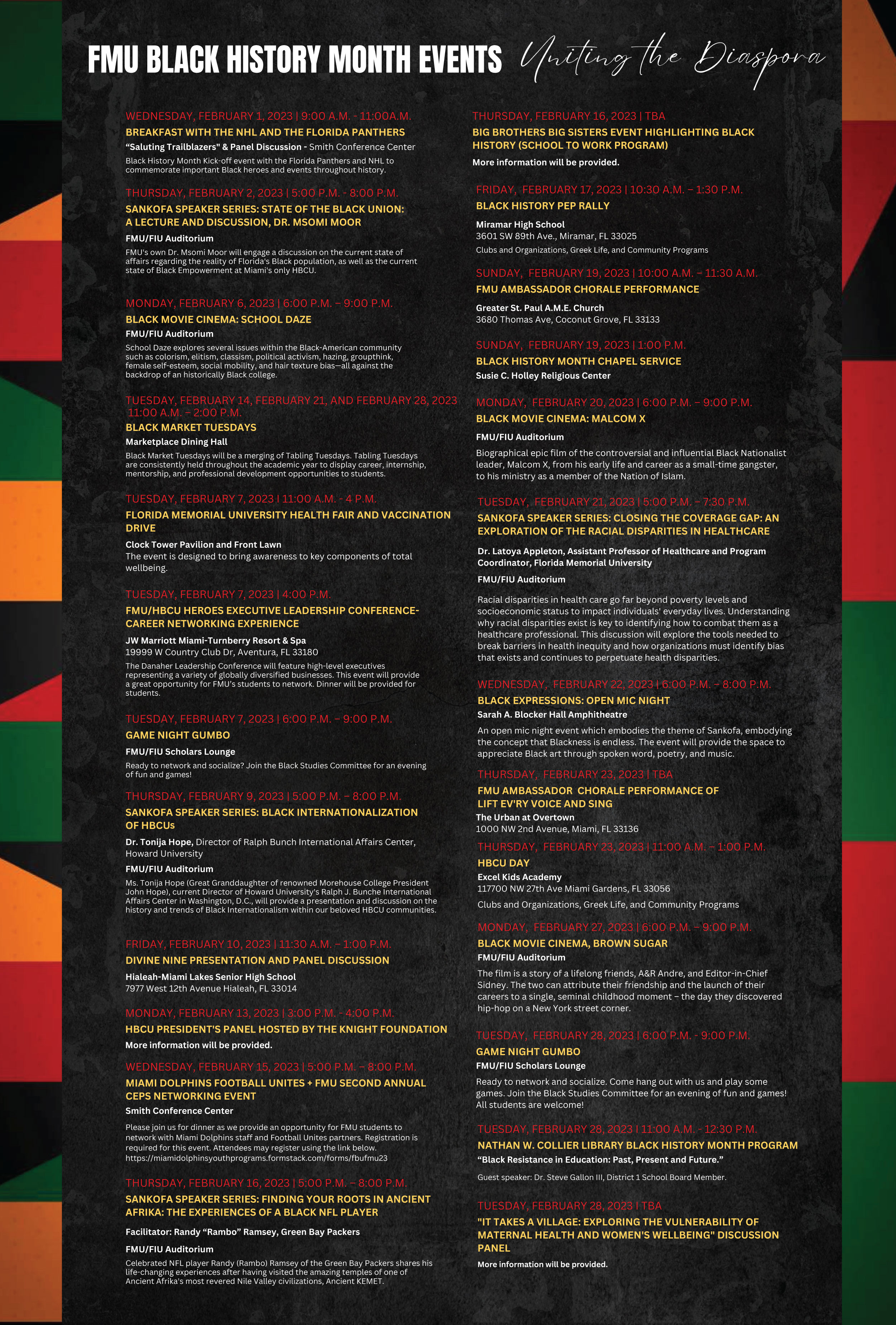 2023 Black History Month Calendar of Events